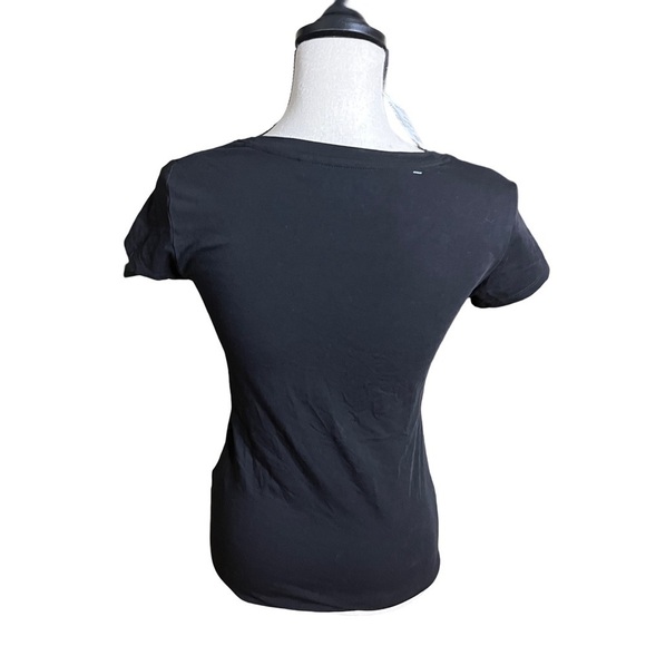 NEW Guess Rhinestone Embellished Short Sleeve Logo Tee in Black sze S - Picture 6 of 12